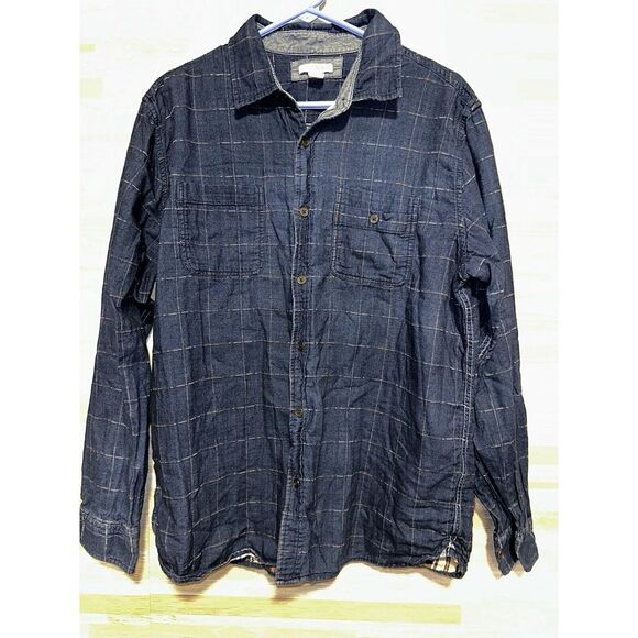 Carbon 2 Cobalt Flannel Shirt Lrg Blue Blanket Striped Lined Long Sleeve #433 - Picture 1 of 4